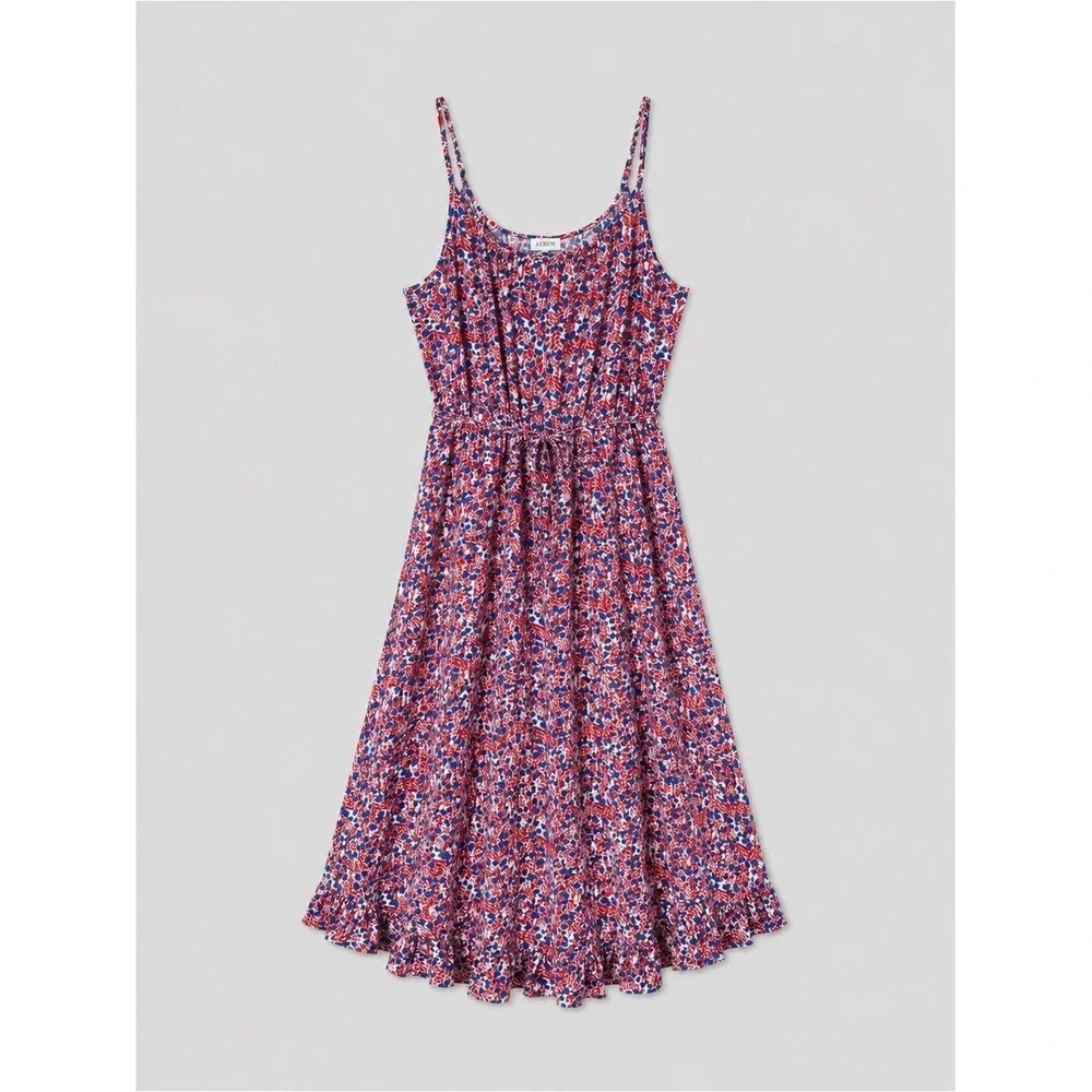 J Crew Floral Midi Dress Size 4 Ruffle Feminine Garden Party Coquette Wedding